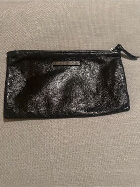 Lafayette 148 New York Dark Grey Leather Zip Pouch